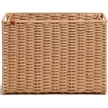 U Brands Woven Hanging File Basket for Elegant Organization