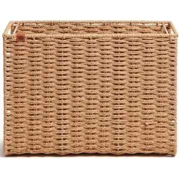 U Brands Woven Hanging File Basket for Elegant Organization
