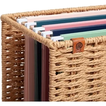 U Brands Woven Hanging File Basket for Elegant Organization