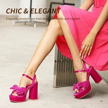 Stylish KHPAERMEI Bow Knot Platform Heels for Women