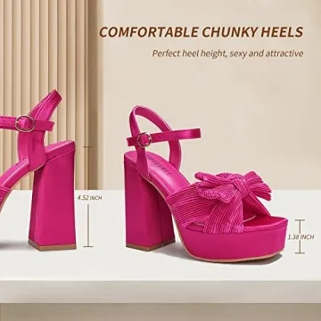 Stylish KHPAERMEI Bow Knot Platform Heels for Women