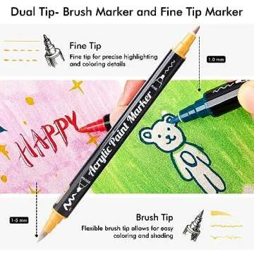 28 Metallic Dual Tip Acrylic Paint Markers for All Artists