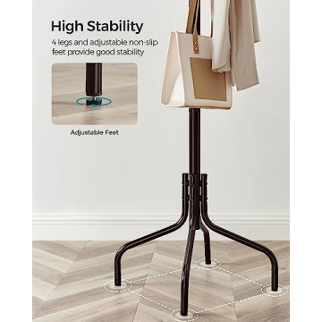 SONGMICS 12-Hook Freestanding Coat Rack Coffee Brown Organizer