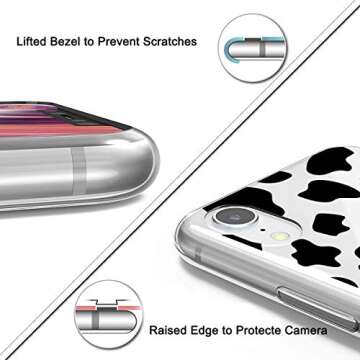 CREFORKIAL for iPhone 12/12 Pro Case Clear with Four Corner Reinforced Shockproof for iPhone 12/12 Pro Cell Phone Case for iPhone 12/12 Pro Cover Cases Thin Soft TPU Protective-Cute Black 2.0 Cow