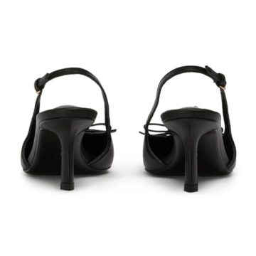 MAVMAX Black Slingback Heels Elegant Bow Pointed Toe Stilettos