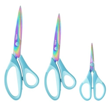 Craft Scissors, All Purpose Sharp Titanium Blade Shears, Comfortable Grips, School Scissors Set of 3...