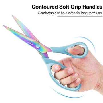 Craft Scissors, All Purpose Sharp Titanium Blade Shears, Comfortable Grips, School Scissors Set of 3 pack, Ideal for Office, Home, Sewing, Fabric, Kitchen, Arts and DIY Supplies, 9.3"/8.5"/5.6", Blue