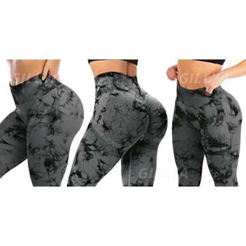 GILLYA Women's Scrunch Butt Lifting Leggings Seamless Tie Dye Workout Leggings Gym High Waisted Booty Lift Pants