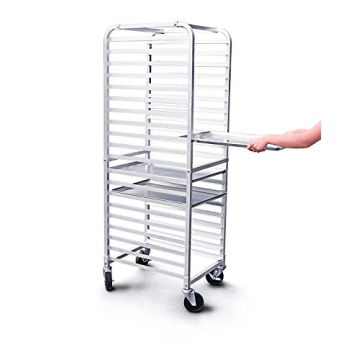 Aluminum 20-Tier Sheet Pan Rack with Brake Wheels