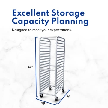 Aluminum 20-Tier Sheet Pan Rack with Brake Wheels