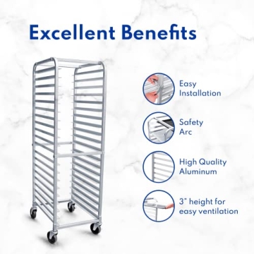Aluminum 20-Tier Sheet Pan Rack with Brake Wheels