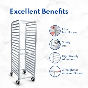 Aluminum 20-Tier Sheet Pan Rack with Brake Wheels