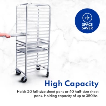 Aluminum 20-Tier Sheet Pan Rack with Brake Wheels