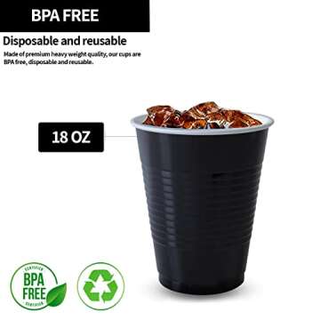 Hanna K. 50 Count Black Plastic Party Cups 18oz