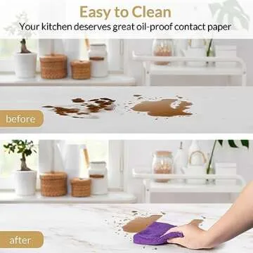 Homein Marble Contact Paper 23.6"×78.7", Peel and Stick Countertops Wallpaper Waterproof Self Adhesive Wall Paper Roll for Cabinets Drawers Kitchen Old Furniture, Modern Matte White/Gold