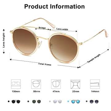 SOJOS Retro Round Polarized Sunglasses for All Styles