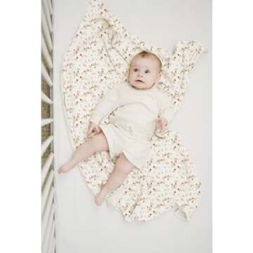 Konssy Baby Blankets for Unisex Boys Girls, Super Soft Nursery Minky Blankets with Muslin Cotton Front and Dotted Fleece Backing, Printed Bed Throws Newborn