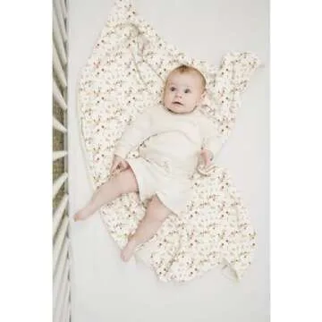 Konssy Baby Blankets for Unisex Boys Girls, Super Soft Nursery Minky Blankets with Muslin Cotton Front and Dotted Fleece Backing, Printed Bed Throws Newborn