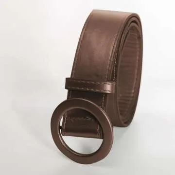 Womens Plus Size Leather Belts Wide Belts Fashion Belts for Dress (Circle Brown 1, 2XL)