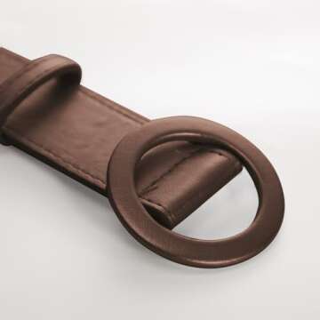 Womens Plus Size Leather Belts Wide Belts Fashion Belts for Dress (Circle Brown 1, 2XL)