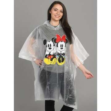 Disney Rain Poncho Hoodie Print Unisex (Adult) (Mickey & Minnie Mouse)