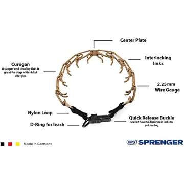 Herm Sprenger Curogan Collar Dog Training Collar with Quick Release Buckle Ultra-Plus Pet Rounded Co...