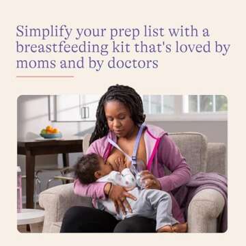 Lansinoh Breastfeeding Essentials Kit for New Moms with Nursing Pads, Breastmilk Storage Bags, Nippl...