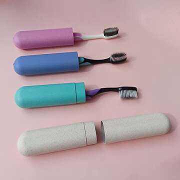 ZYYC 4 Pack Travel Toothbrush Case, Holder Toothbrush Travel Containers for Trip Home Camping Dust-Proof and Sanitary ，Travel Toothbrush Holder