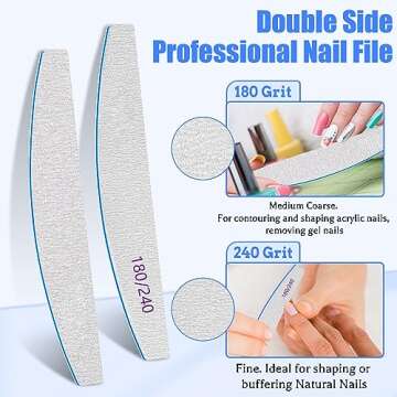 Professional 12 PCS Reusable Nail File Set for Home Salon