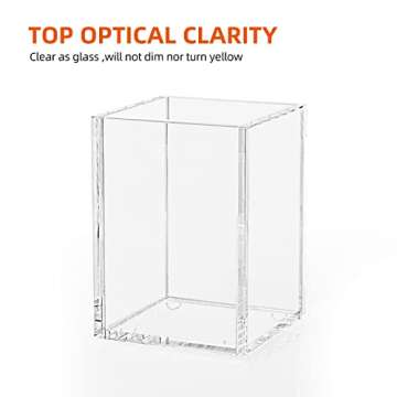 Richboom Clear Acrylic Pen Pencil Holder Cup, Makeup Brush Storage Organizer, Desk Accessories Holder Desktop Stationery Organizer for Office School Home Supplies