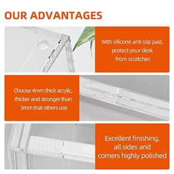 Richboom Clear Acrylic Pen Pencil Holder Cup, Makeup Brush Storage Organizer, Desk Accessories Holder Desktop Stationery Organizer for Office School Home Supplies