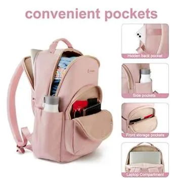 LIGHT FLIGHT Laptop Backpack Women Travel Backpacks Book Bag for 17.3 Inch Computer Carry on Backpack for Work Travel College Large Pink