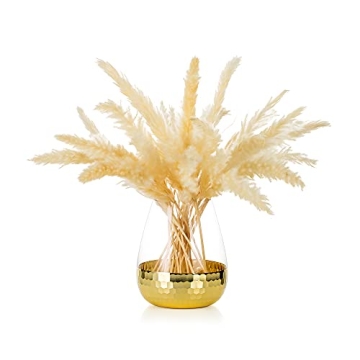 Gold Flower Vase for Decor, Glasseam Small Golden Glass Vases for Pampas Grass, Modern Decorative Va...