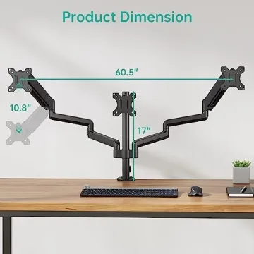 WALI Triple Monitor Gas Spring Desk Mount for 27 inch Screens
