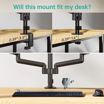 WALI Triple Monitor Gas Spring Desk Mount for 27 inch Screens