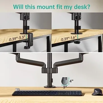 WALI Triple Monitor Gas Spring Desk Mount for 27 inch Screens