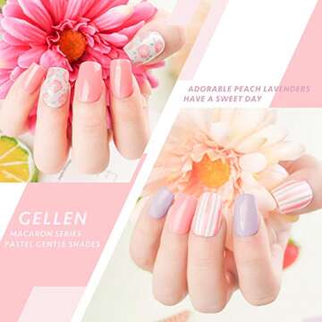 Gellen Gel Nail Polish Set - Macaron Series 6 Colors, Popular Girly Fresh Nail Art Solid Pastel Colors Trendy UV LED Soak Off Home Nail Gel Manicure Kit