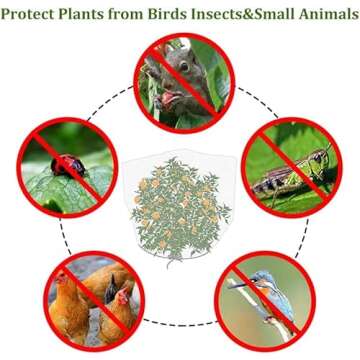 Agfabric Bird Netting 72" Hx72 W Garden Netting Insect Pest Barrier,Plant Cover Fruit Tree Netting Mesh Protection Bag with Zipper,White