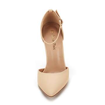 DREAM PAIRS Women's Oppointed-Lacey Pointed Toe Ankle Strap High Heel Stiletto Pumps Wedding Dress Shoes,Size 7.5,Nude/Nubuck,Oppointed_Lacey