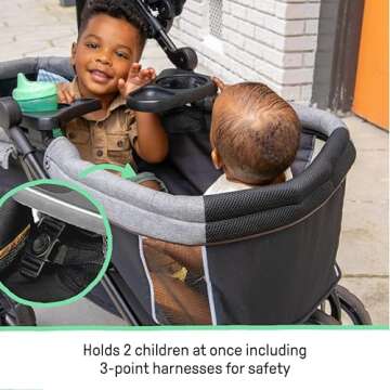 Summer Infant 3Dlite Wagon Convenience Lightweight Stroller for Infants, Accommodates up to 50 Pounds and Holds 2 Children, Black/Gray