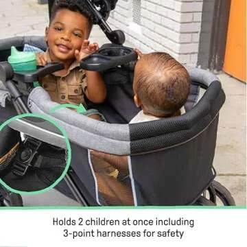 Summer Infant 3Dlite Wagon Convenience Lightweight Stroller for Infants, Accommodates up to 50 Pounds and Holds 2 Children, Black/Gray