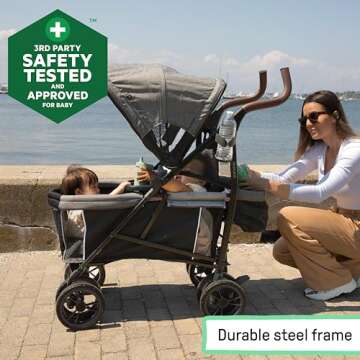 Summer Infant 3Dlite Wagon Convenience Lightweight Stroller for Infants, Accommodates up to 50 Pounds and Holds 2 Children, Black/Gray