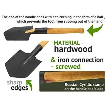 PetriStor Shovel 1984 – Authentic Steel Military Shovel with Wood Handle