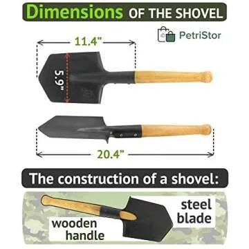 PetriStor 1984 Steel Shovel with Wooden Handle for Camping