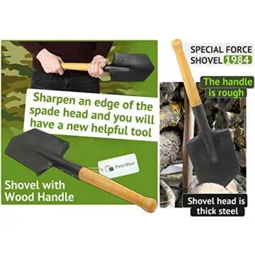 PetriStor 1984 Steel Shovel with Wooden Handle for Camping