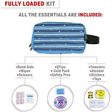 Always Prepared Boo-Boo Kit for Kids - Make First Aid Fun with Stickers and Finger Puppet - Includes Ice Pack, Scissors, Tweezers, and 14pc First Aid Essentials - School Supplies, Trauma Kit