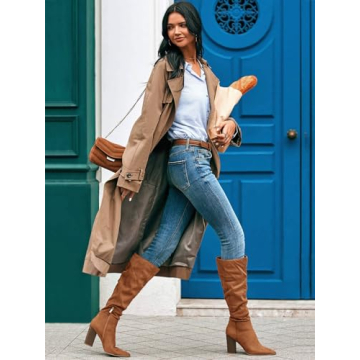 PiePieBuy Women's Faux Suede Knee High Boots - Size 9