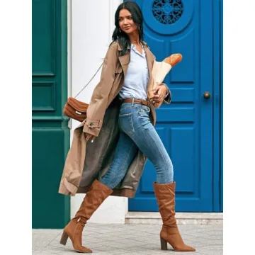 PiePieBuy Women's Faux Suede Knee High Boots - Size 9