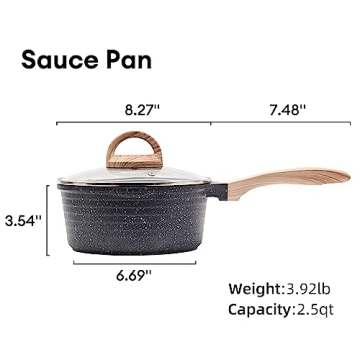 JEETEE Non-Stick Sauce Pan Healthy Easy Clean Cookware