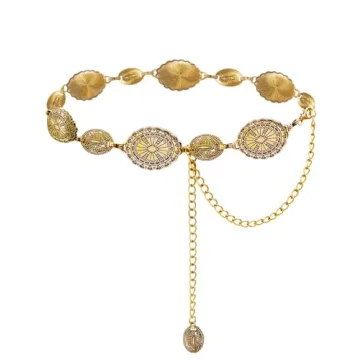 TOPACC Western Metal Oval Concho Chain Belt for Women - Stylish Cowgirl Belt for Versatile Fashion